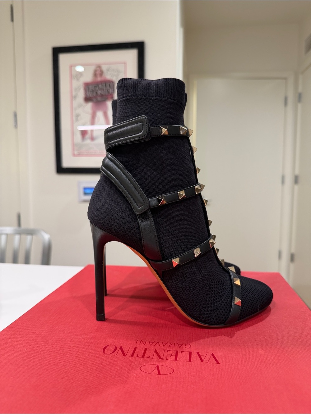 Valentino Garavani NWT Rockstud Bodytech 105 Sock Bootie Black Size 37 + Box